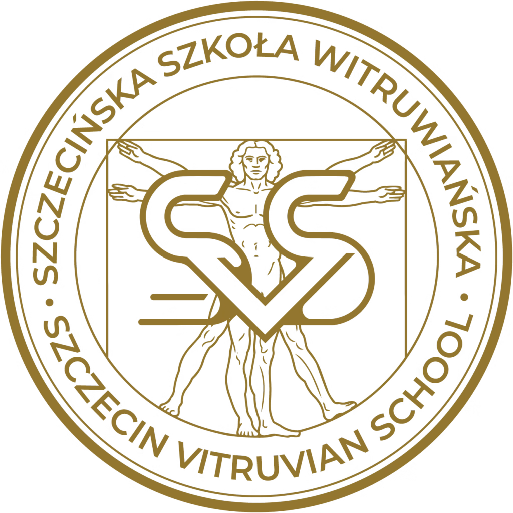 Pełne logo Szkoły Podstawowej SVS z programem IB PYP w Szczecinie. Dark.